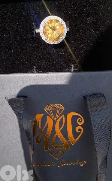 Natural Citrine and Diamond ring