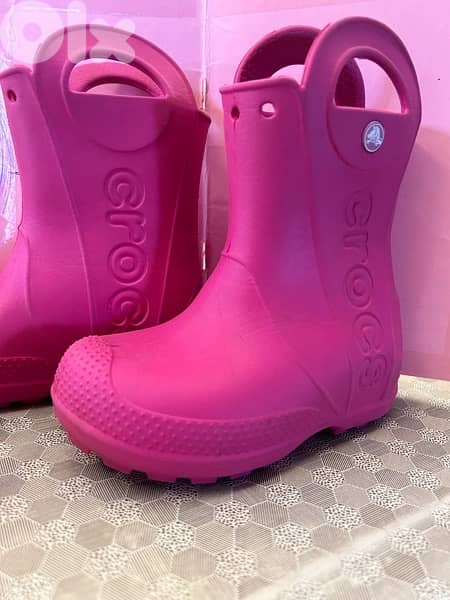 Crocs Handle It Rain Kids Lifestyle Boots Pink size 8 =24 0