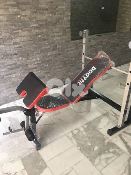 bench adjustable bodyfit new in box with legs and biceps heavy duty 1