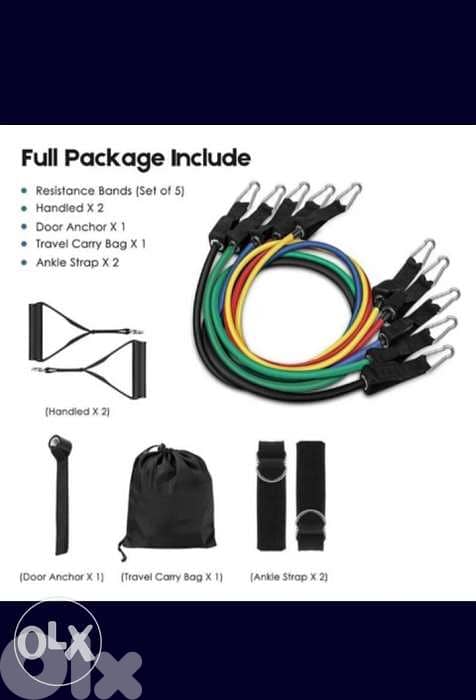 11 pcs 150 LBS ( 10+20+30+40+50 LBS) set elastic pull Rope 2