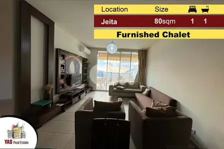 Jeita Country Club 80m2 + 20m2 Terrace | Furnished Chalet | Open View