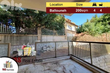 Ballouneh 200m2 | 60m2 Garden | Mint Condition | Mountain View |