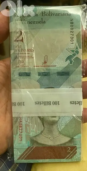 عملة عملات باندل ١٠٠ ورقة متسلسلة ٢ بوليفار فنزويلا