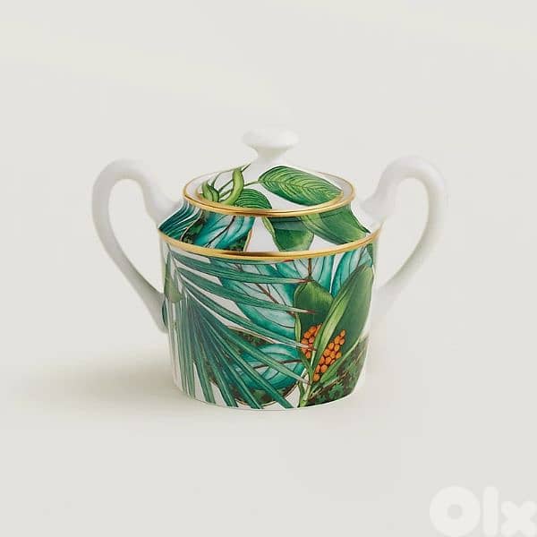 Hermes Passifolia Coffee cups and Sugar Bowl (Never used) 1