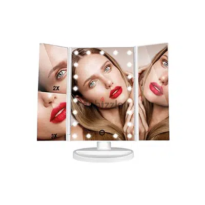 LED Tri-Fold Makeup Mirror with Magnification