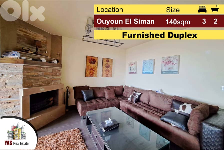 Ouyoun El Siman 140m2 | Duplex | Furnished | Luxury | Panoramic View | 0