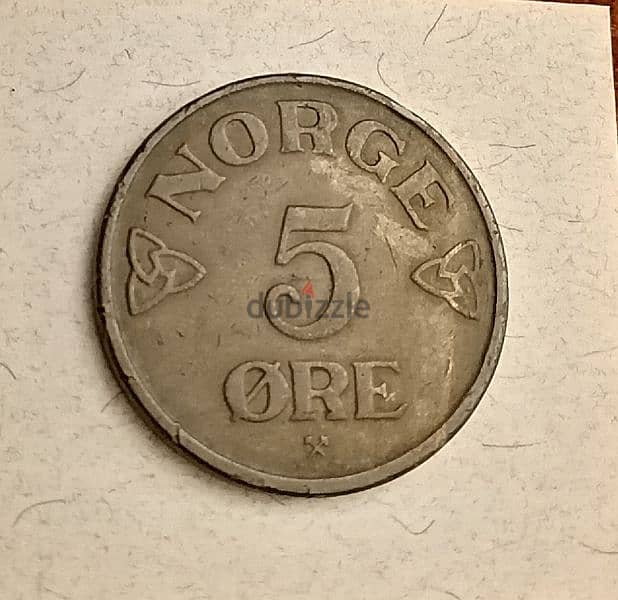 1952 Norway 5 Ore old coin - Antiques & Collectibles - 115588816