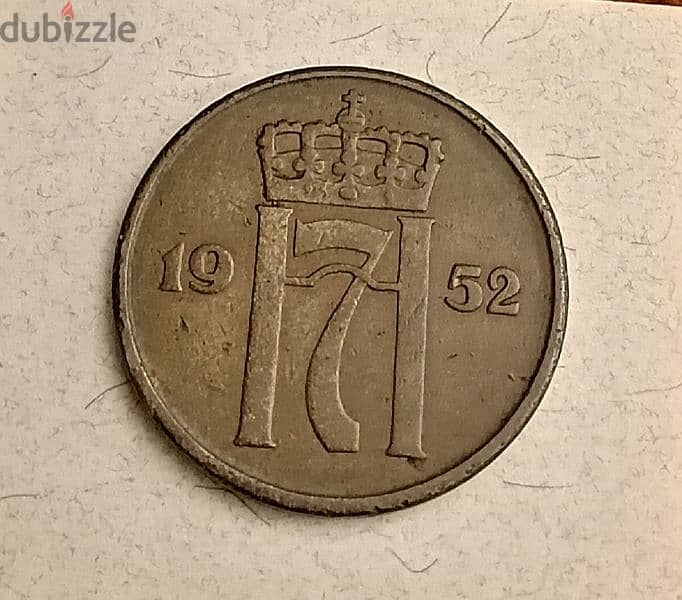 1952 Norway 5 Ore old coin - Antiques & Collectibles - 115588816
