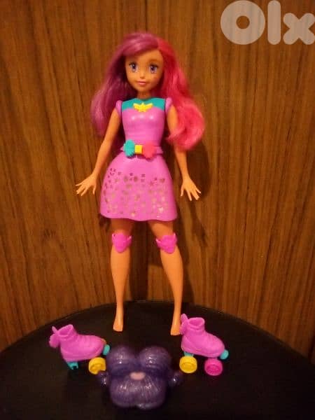 Barbie VIDEO GAME HERO melody+Light PRINCESS mechano Toy+Roller skates 0