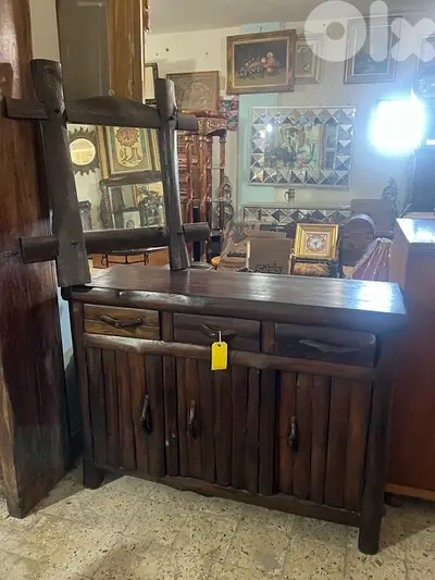 solid wood console with mirror