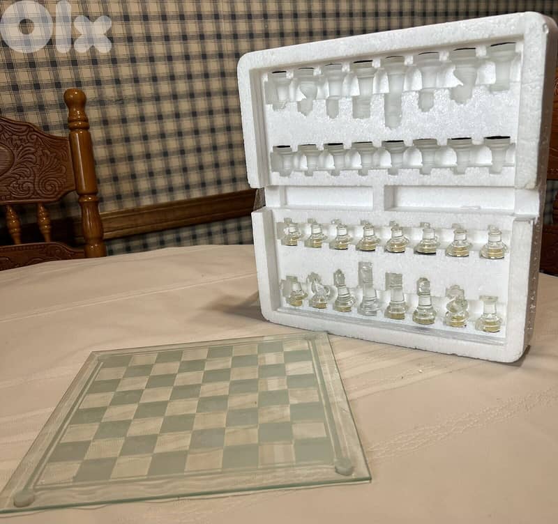 Glass chess / checkers / backgammon board game 35*35 cm board dimensio 0
