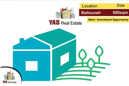 Ballouneh 800m2 | Land for rent | Flat | Investment Opportunity |