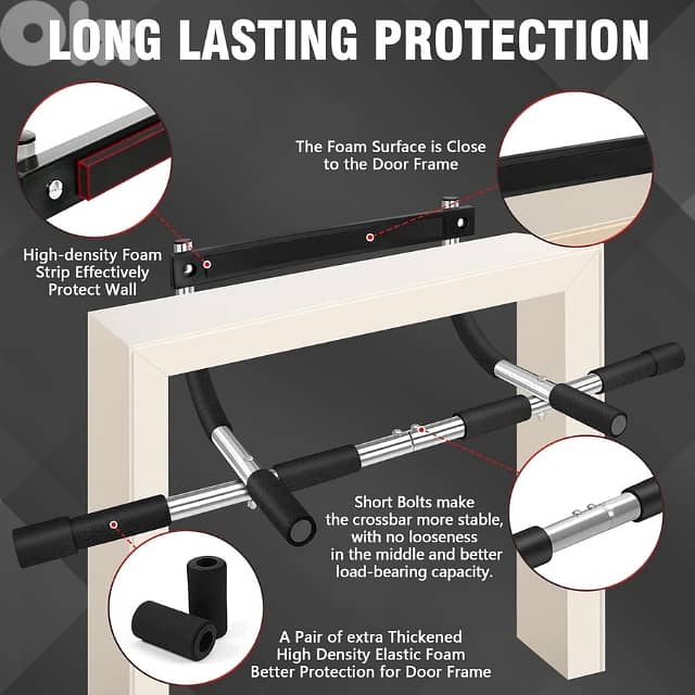 Doorway Pull Up Bar, Steel and Foam Handles 3