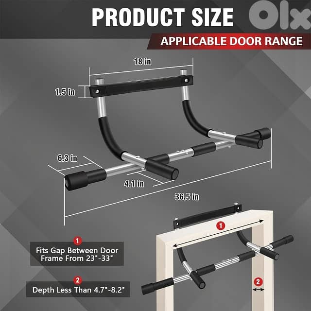 Doorway Pull Up Bar, Steel and Foam Handles 5