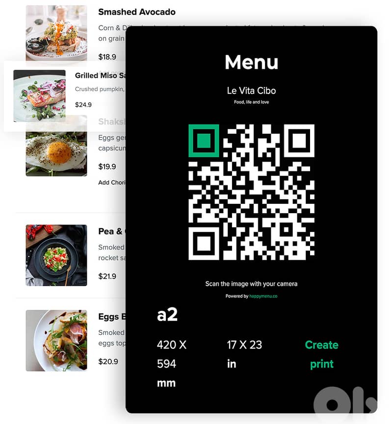 Create a Restaurant Menu or Website Connected to QR Code 0