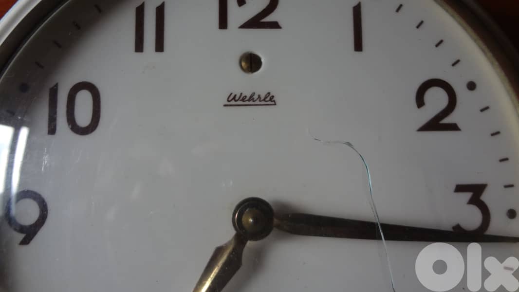 Vintage 60s Wehrle  German ceramic/metal mechanical clock 20 cm workin 5