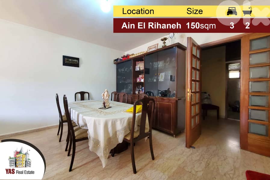 Ain El Rihaneh 150m2 | Well Maintained | Open View | 0
