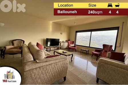 Ballouneh 240m2 | Well Maintained | Panoramic View | Prime Location |