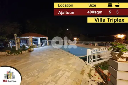 Ajaltoun 400m2 | 600m2 Terrace/Garden/Pool | Villa Triplex | KH