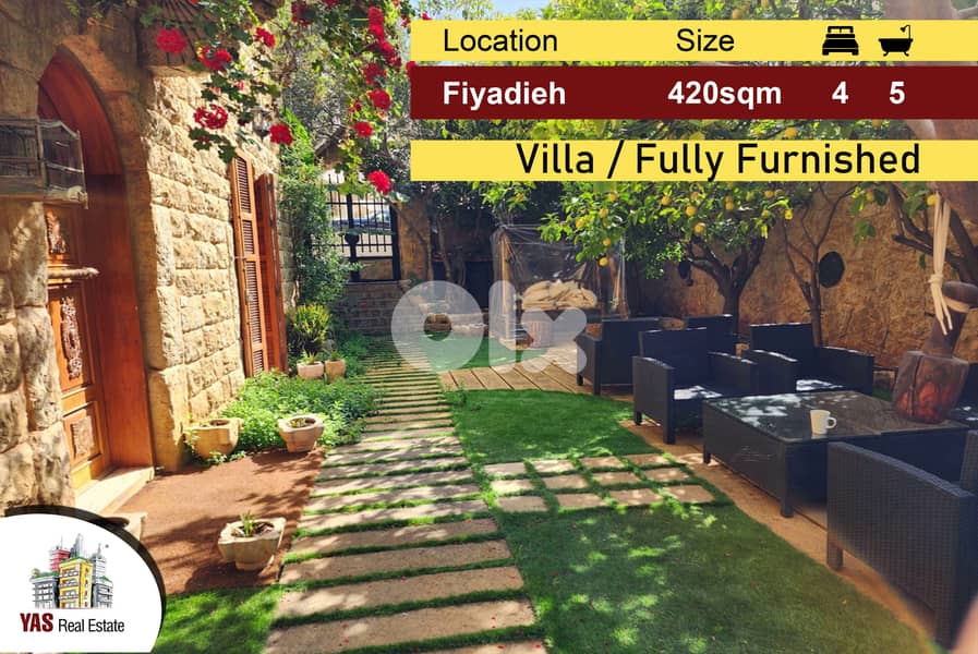 Fiyadieh 420m2 | 292m2 Garden | Villa | Barely Used | Fully Furnished 0