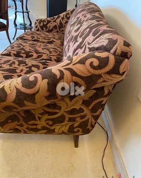 Salon style wood and velvet with 2  armchairs 3