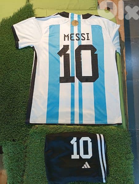 Messi Argentina 3 Stars Football Shirt & Short(Made in Thailand) 0