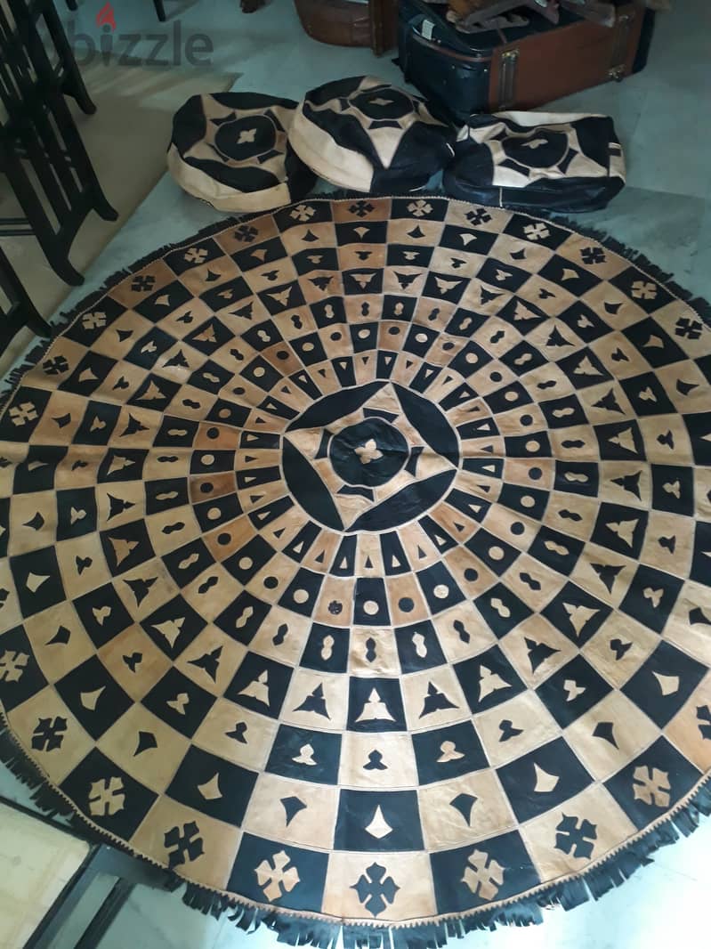 leather carpet with pouff 0