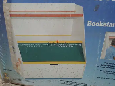 toy chest with blackboard