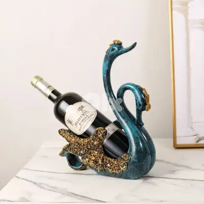 Couple Swan Wine Rack in Elegant Blue and Gold
