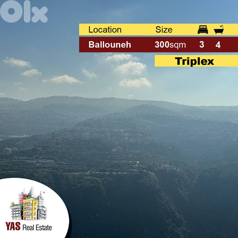 Ballouneh 300m2 | Triplex | Prime Location | Astonishing View | Catch 0