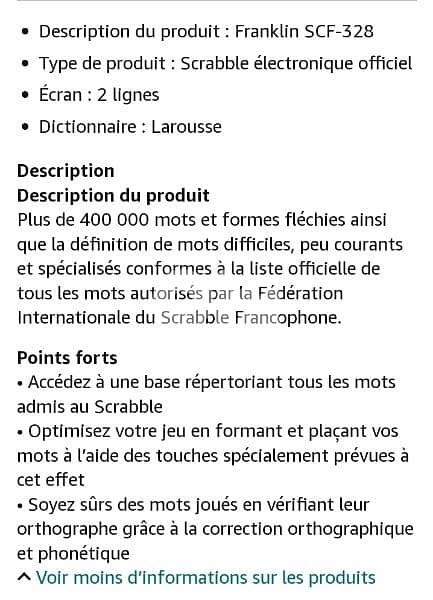 lexibook scrabble (french) 400.000 words 1