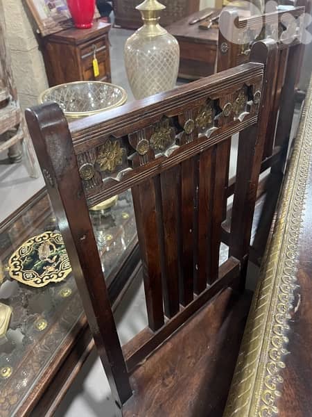solid wood teak dining table with 6 chairs mirroe and dersoir 3