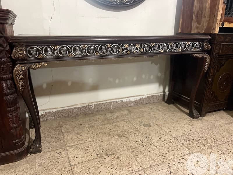 console solid wood teak ith mirror 4