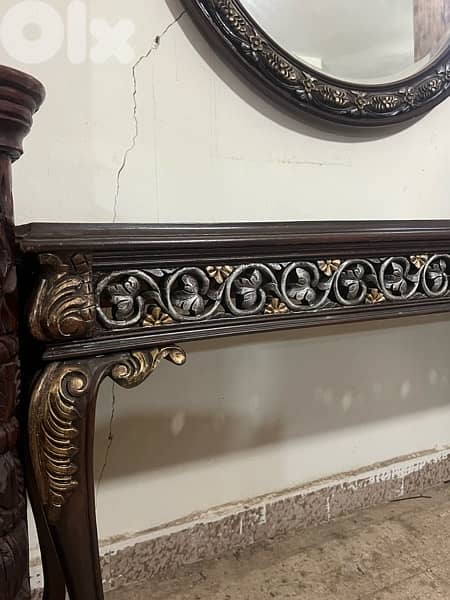 console solid wood teak ith mirror 10