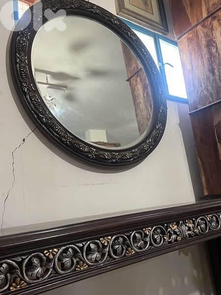 console solid wood teak ith mirror 11