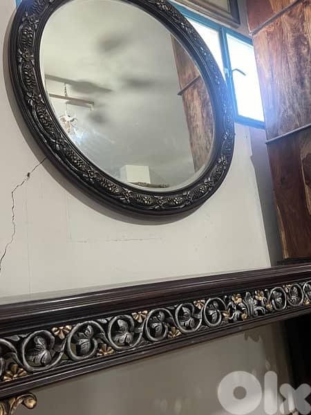 console solid wood teak ith mirror 12