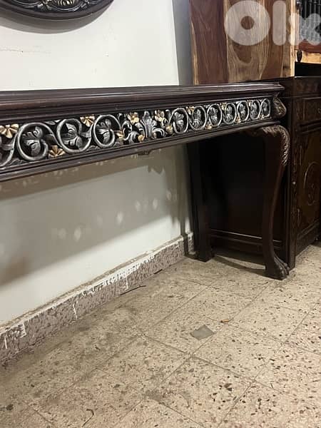 console solid wood teak ith mirror 13