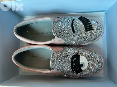 Chiara Ferragni Glitter Embellished Slip-On Sneakers size 39