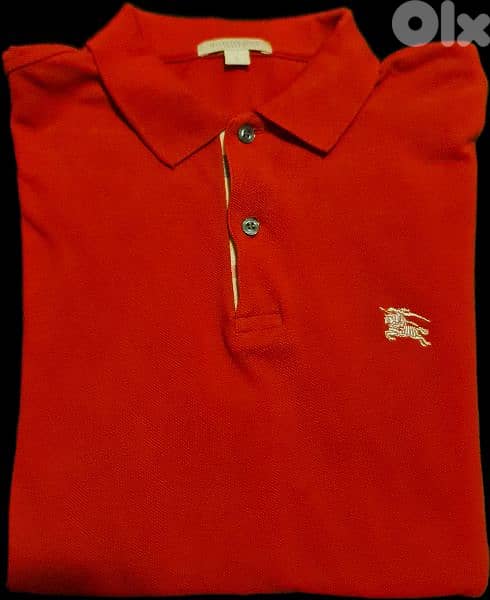 Burberry Men Long Sleeve Burgundy Polo Shirt 3