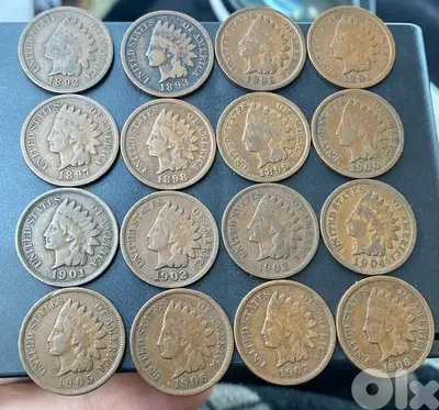 عملة عملات سنتات الرأس الهندي ١٣ قطعة من ١٨٩٢ حتى ١٩٠٨