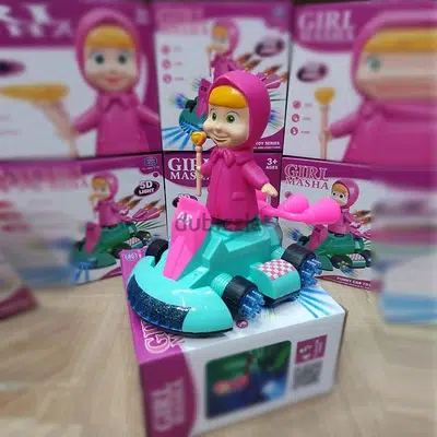 Cute Masha Doll On Car Musical Toy