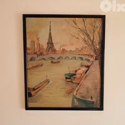 Autumn in Paris Painting, Eiffel Tower Cityscape Art