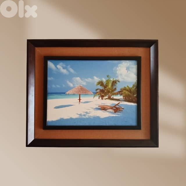 Beach View Portrait, Dual Border Frames on Canvas 44 x 54 cm 0
