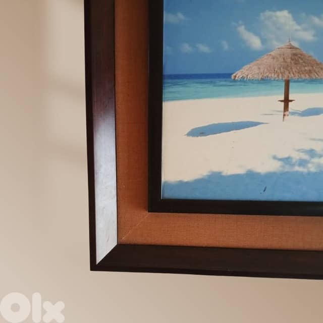 Beach View Portrait, Dual Border Frames on Canvas 44 x 54 cm 1