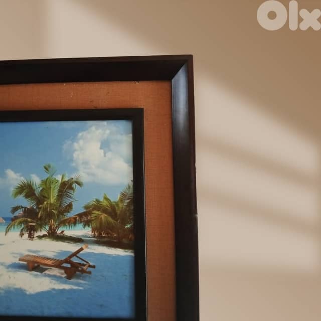 Beach View Portrait, Dual Border Frames on Canvas 44 x 54 cm 3