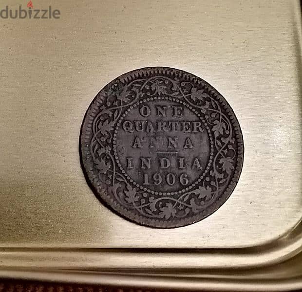 1906 King Edward VII quarter Anna British India . Key date 1