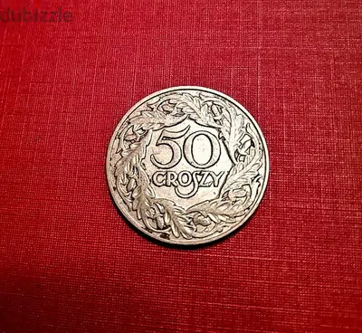 1923 Poland 50 Groszy rare coin