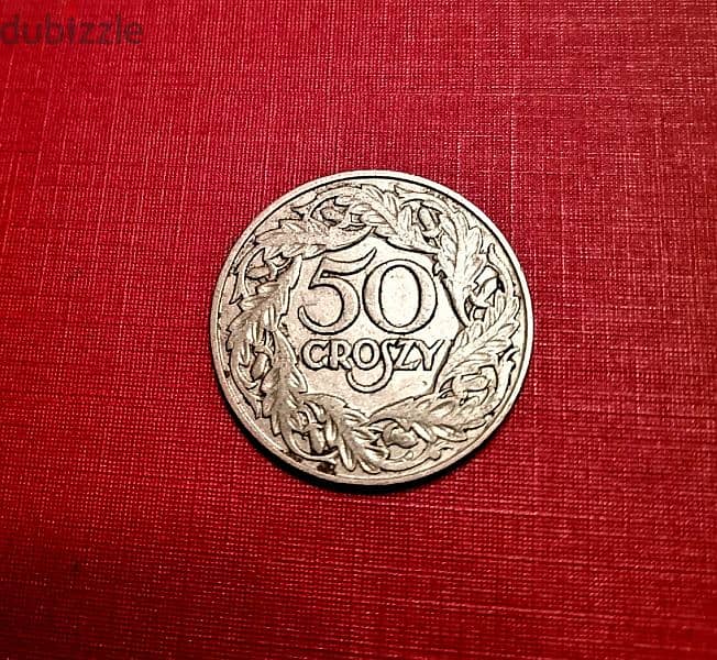 1923 Poland 50 Groszy rare coin 0