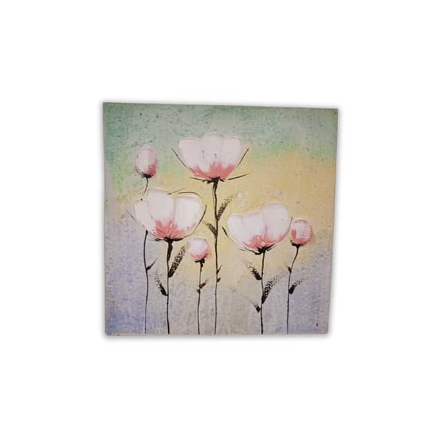 Textured Pink Rose Canvas Painting — 30x30 Acrylic Art 0