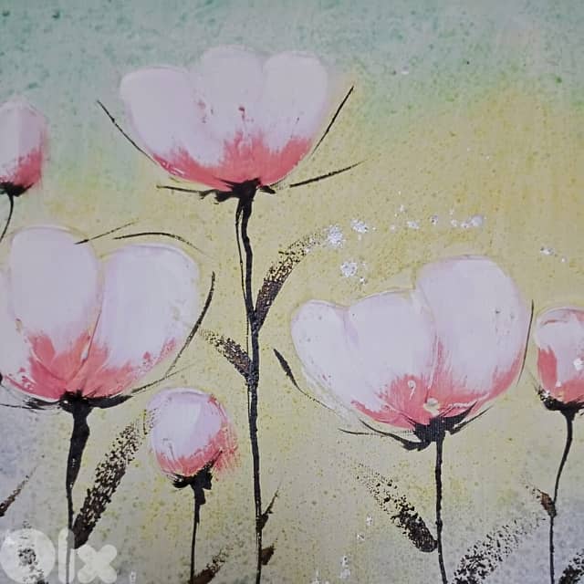 Textured Pink Rose Canvas Painting — 30x30 Acrylic Art 1